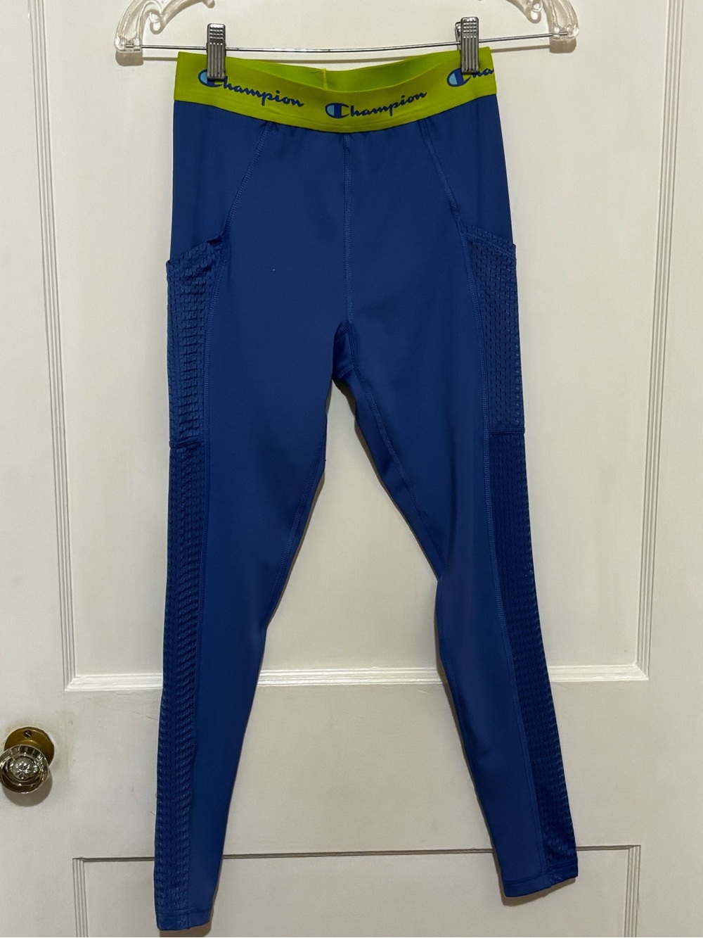 Champion Men's Royal Blue Compression Joggers with Lime Waistband